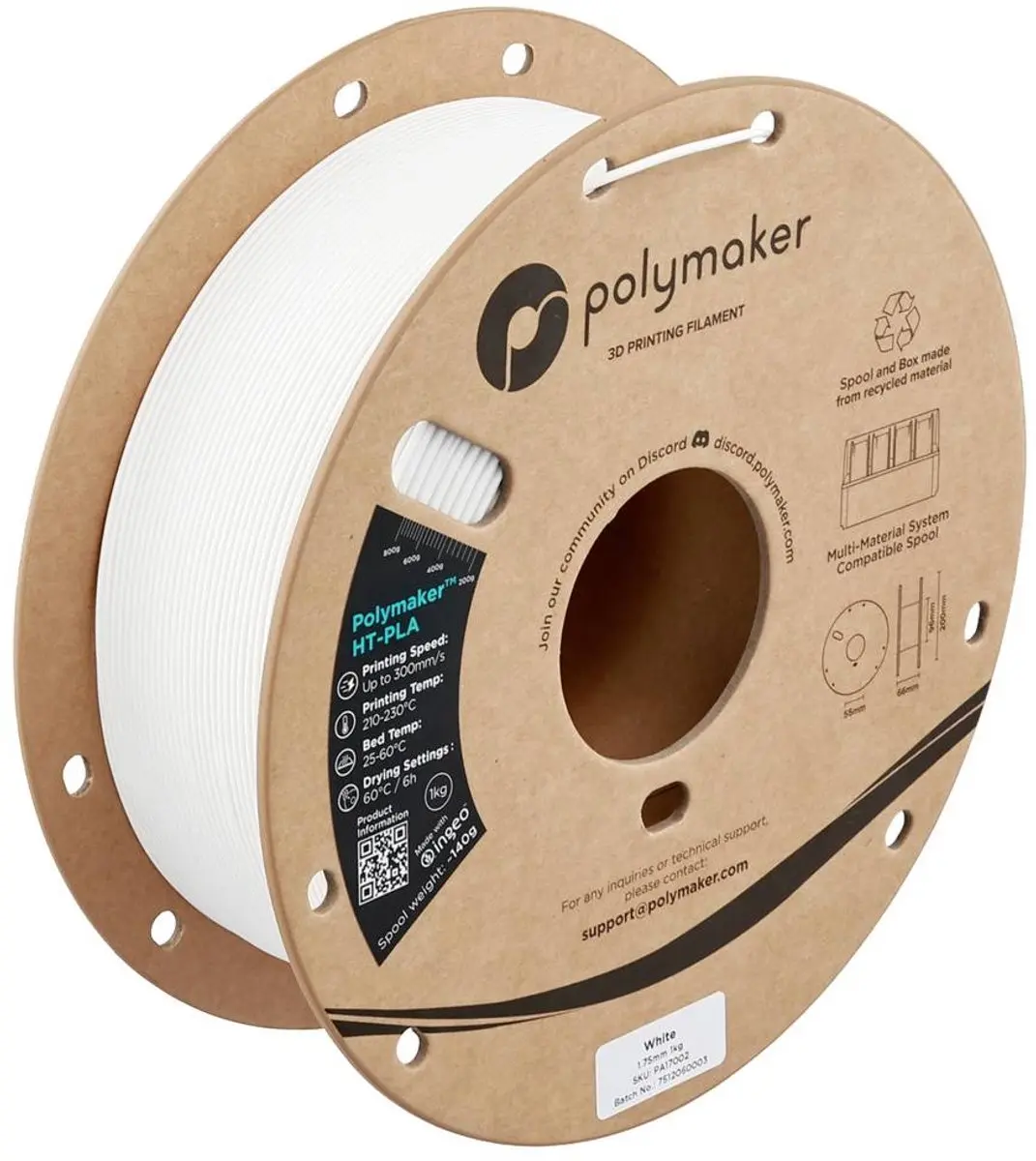 Polymaker HT-PLA Filament 1.75mm 1000g - Wit