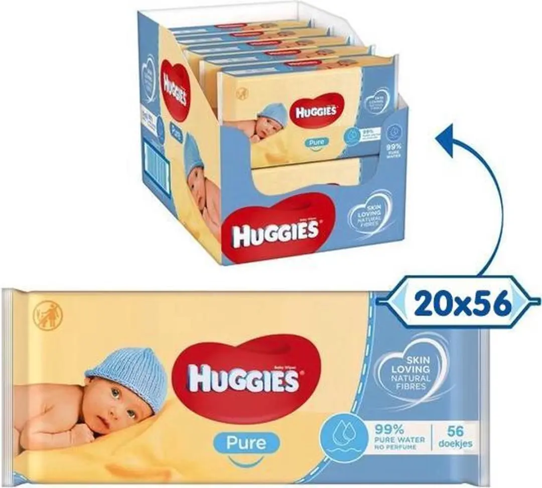 Huggies Pure Billendoekjes 1120 Stuks - 20x56