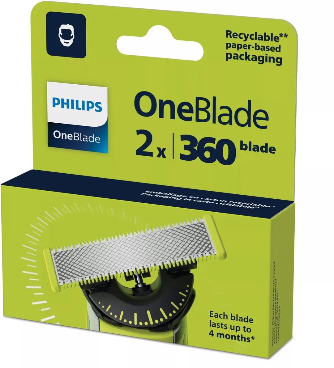 Philips OneBlade QP420/50 Vervangmesjes - 2 Stuks - Zilver/Geel