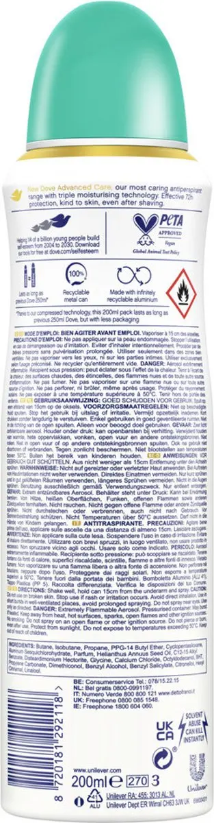 Dove Deodorant Spray Pear Aloe Vera 200ml - 6 Stuks - afbeelding 3 van 5