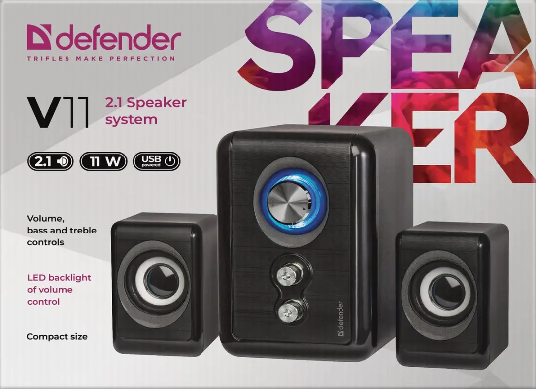 Defender V11 Serie 2.1 Gelluidssysteem 11W - Subwoofer - Zwart