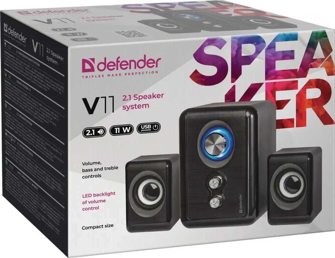Defender V11 Serie 2.1 Gelluidssysteem 11W - Subwoofer - Zwart