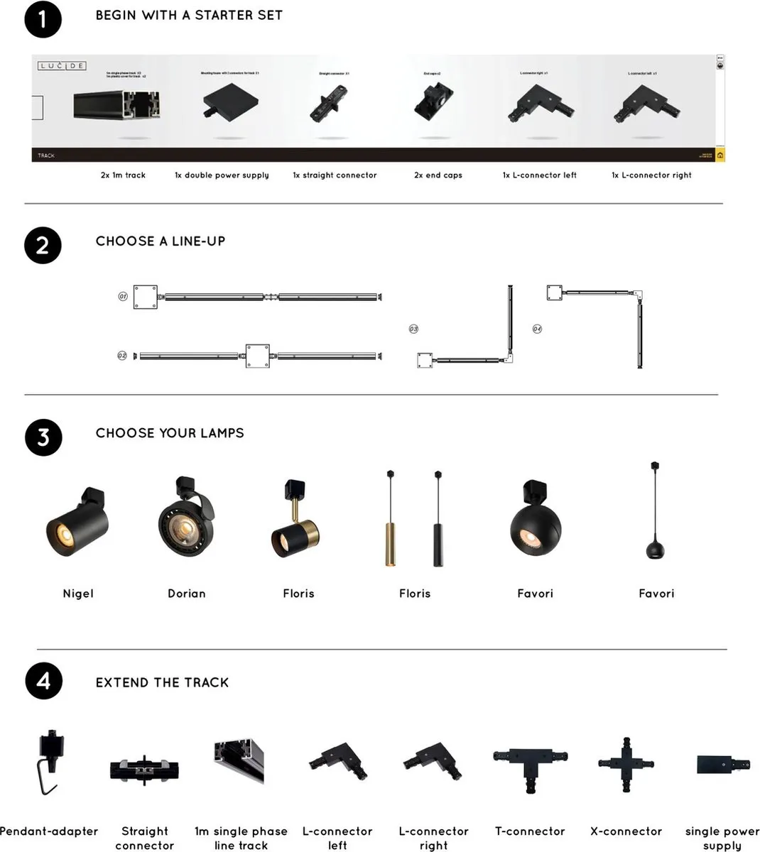 Lucide Track Favorit Hanglamp GU10 - 1 Stuks - Zwart