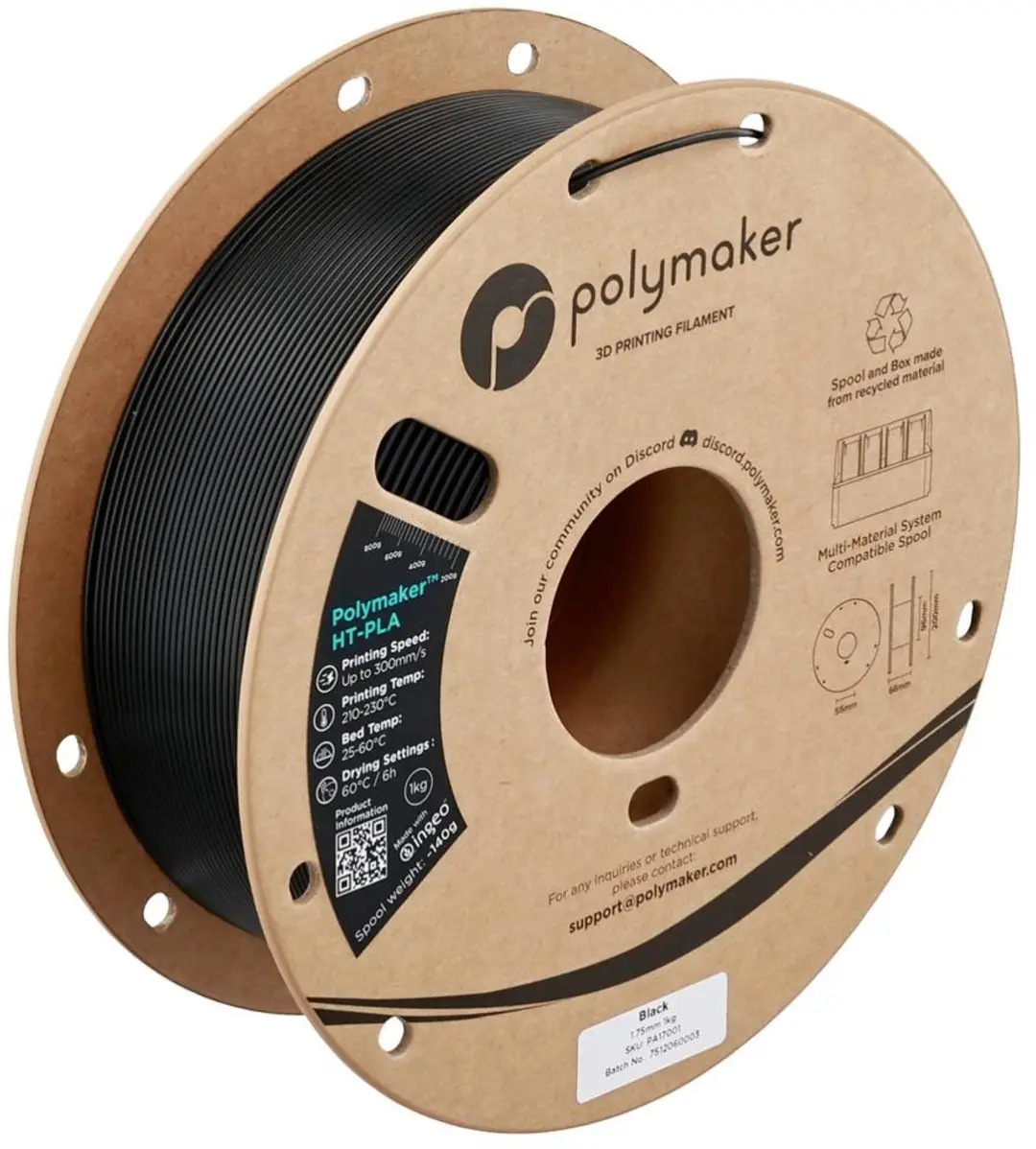 Polymaker HT-PLA Filament 1.75mm - 1000g Zwart
