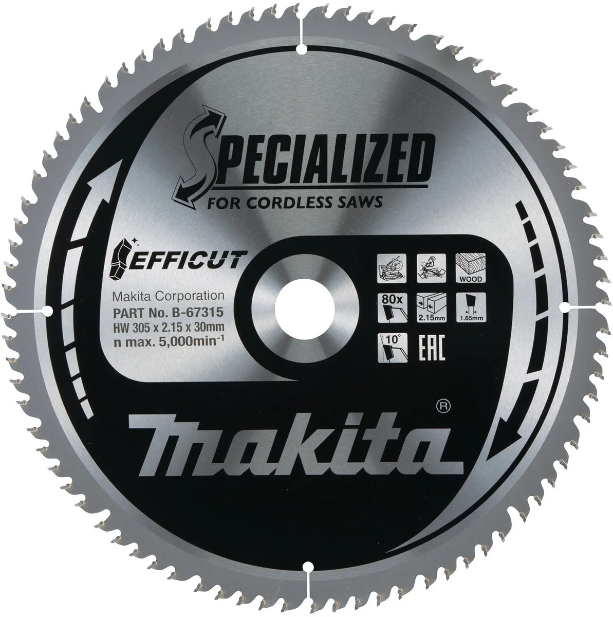 Makita Efficut Zaagblad Hout Ø305mm 80T - B-67262