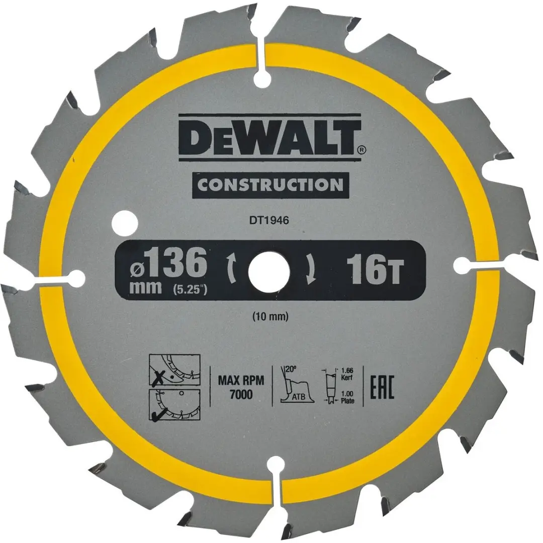 DeWalt DT1946-QZ Cirkelzaagblad Hout 136mm 16T