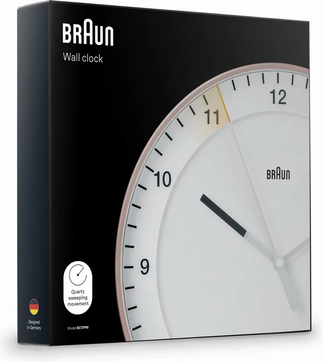 Braun BC17PW Wandklok - 30cm - Roze/Wit