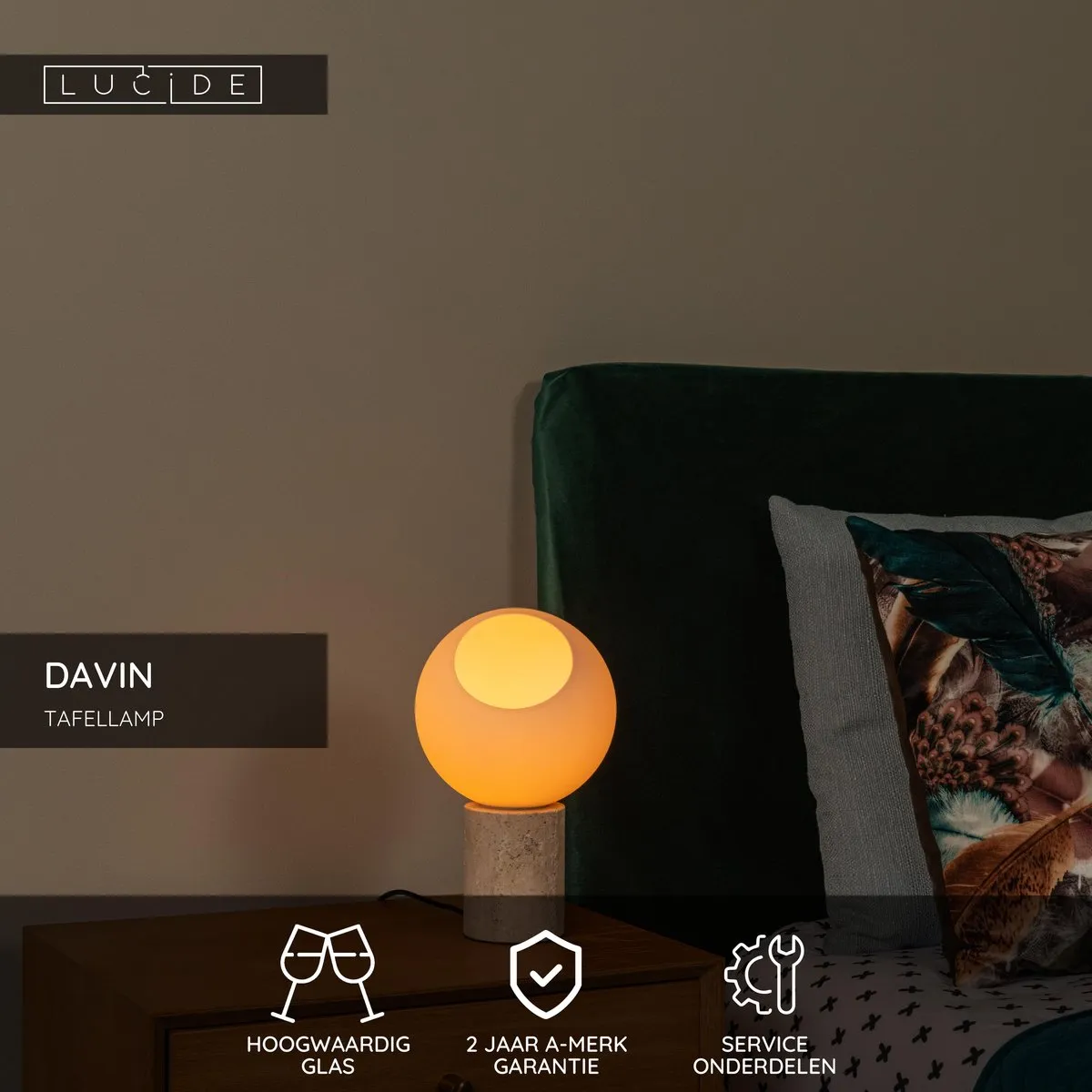 Lucide DAVIN Tafellamp E27 Opaal - 15cm