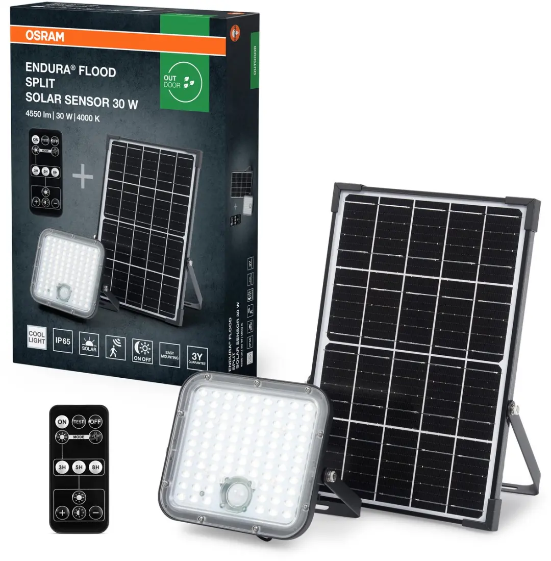 Osram Endura Flood Split Solar Sensor 30W - Zwart