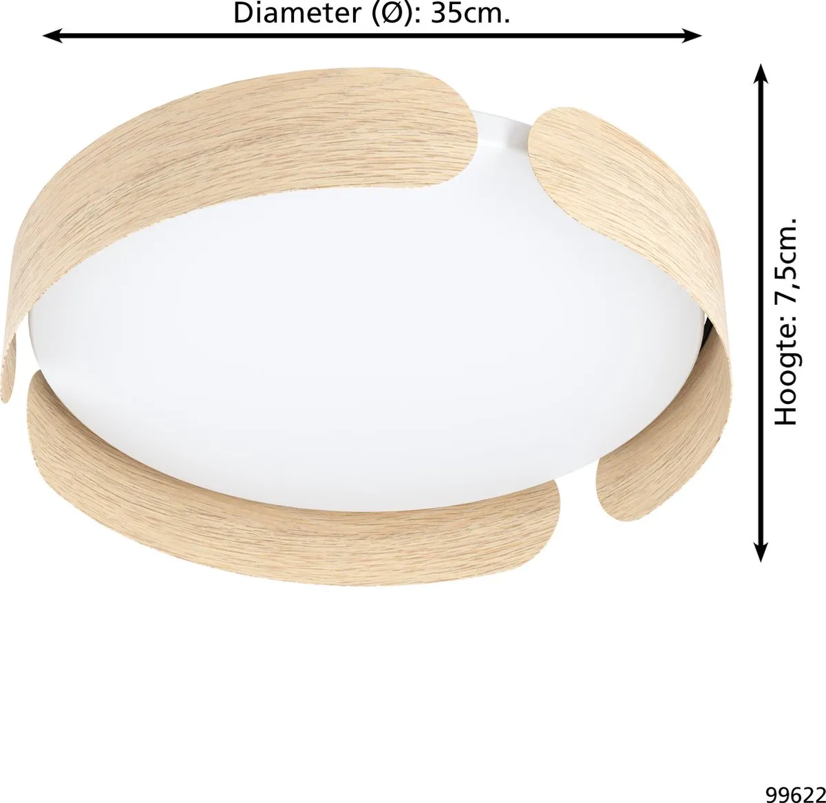 Eglo Valcasotto Plafondlamp LED Ø37cm - Bruin/Wit - afbeelding 6 van 6