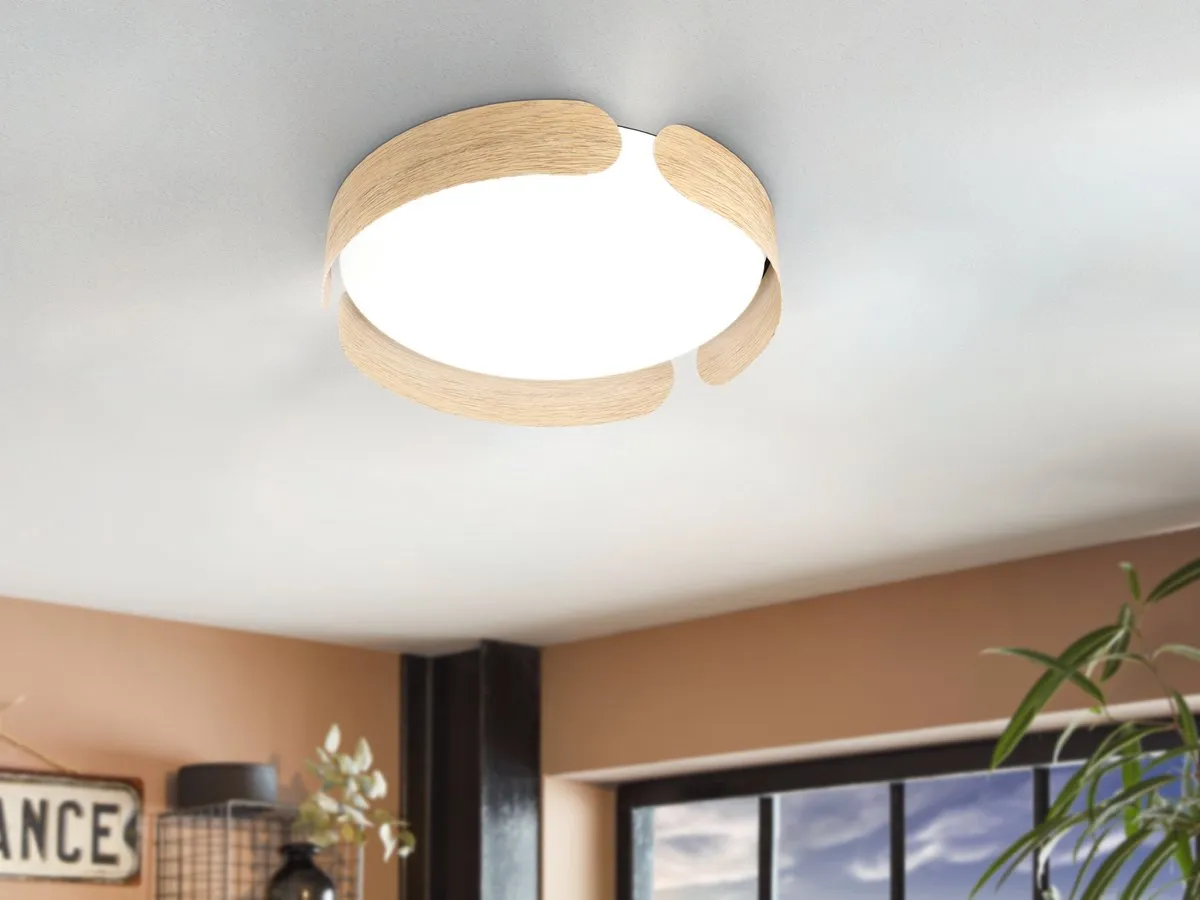 Eglo Valcasotto Plafondlamp LED Ø37cm - Bruin/Wit