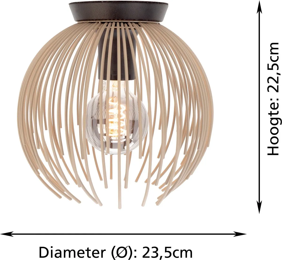 Eglo Venezuela-A Plafondlamp E27 - Ø23,5cm - Zandkleur