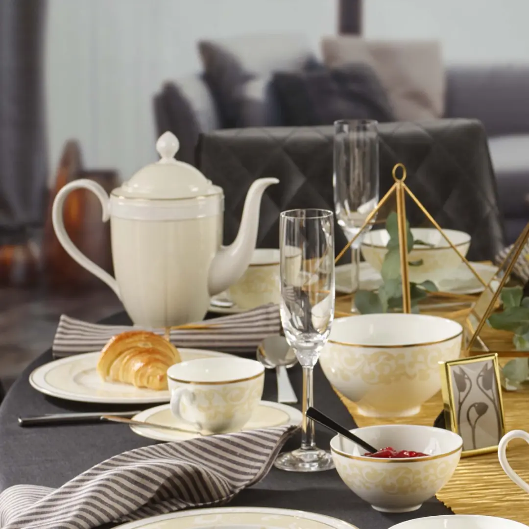 Villeroy & Boch Ivoire Tee-Set 13-delig - Wit-Goud