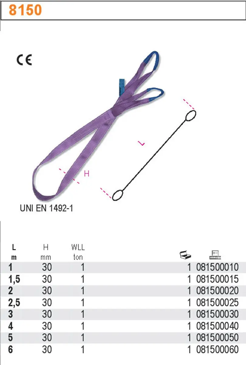 Beta 8150 Hijsband 1T 1,5m - Paars