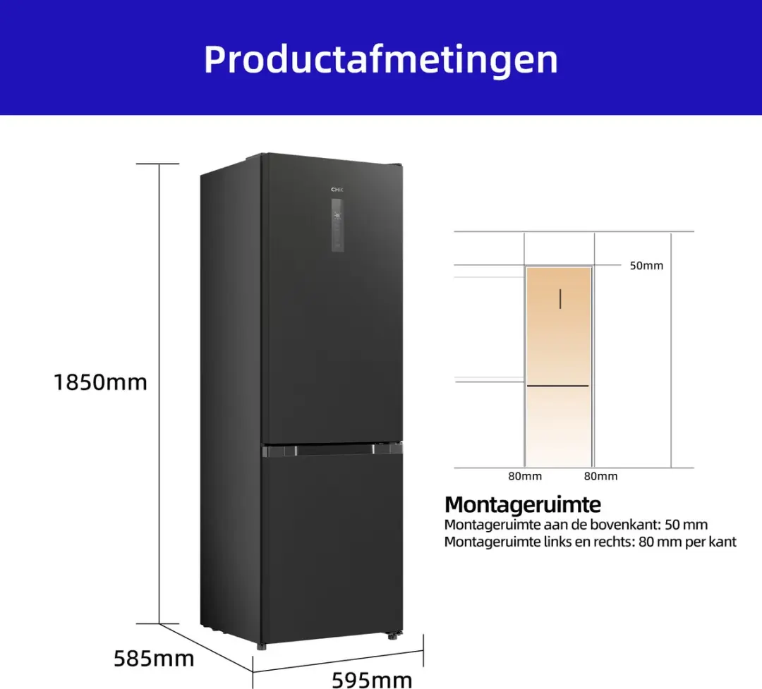 CHiQ CBM310NGC Koel-Vriescombinatie 308L - No Frost - 33dB