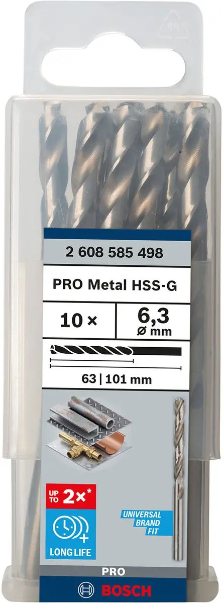 Bosch Professional ST. LINE HSS-G 6.3mm Boormachineboren - 10 Stuks