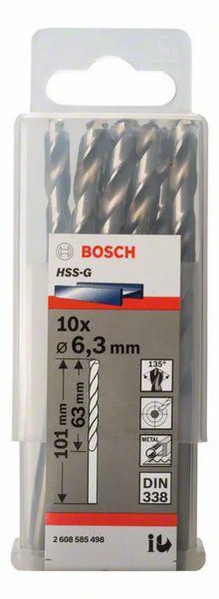 Bosch Professional ST. LINE HSS-G 6.3mm Boormachineboren - 10 Stuks