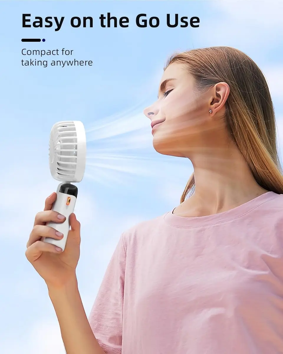 ECTEATOY Draagbare Handventilator 3200mAh - 5 Snelheden - Wit