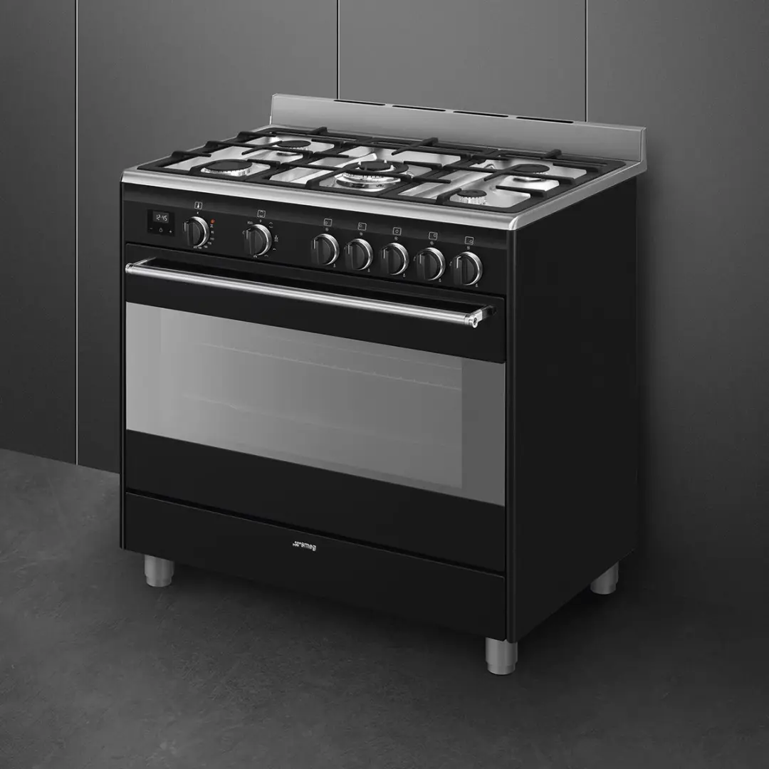 Smeg Concert BG91N2 Vrijstaand Fornuis - 5 Kookzones - Zwart
