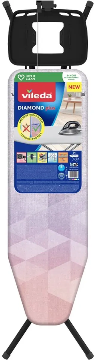Vileda Diamond Plus Strijkplank 120x38cm - Zwart - afbeelding 2 van 2
