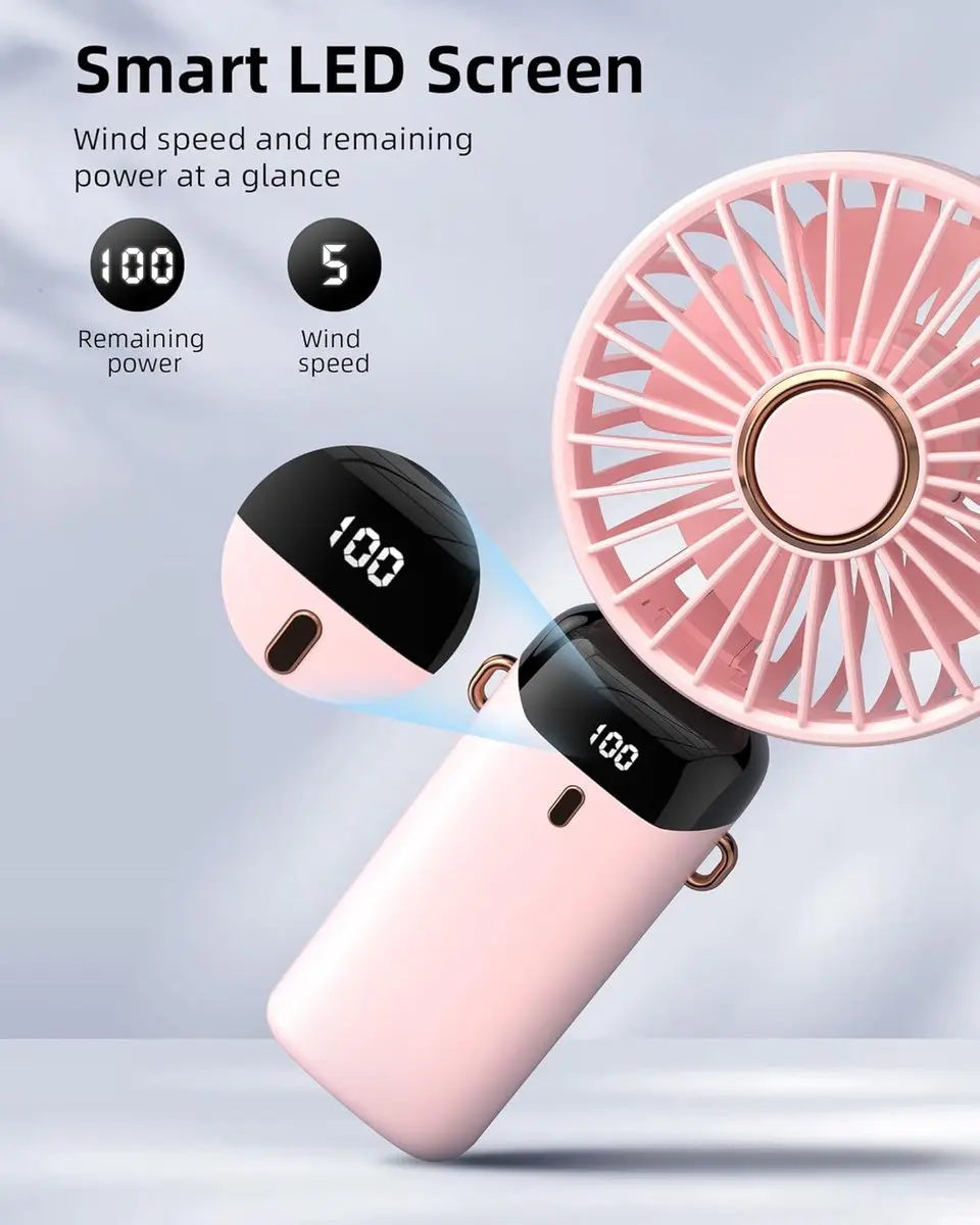 ECTEATOY Handventilator 5 Snelheden Roze