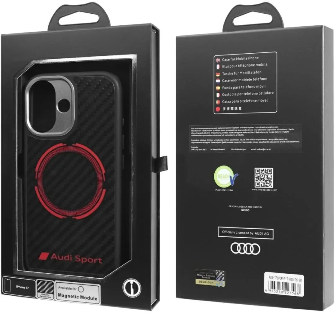 Audi RSQ Carbon Fiber Sport Magsafe Hoesje - iPhone 17 - Zwart