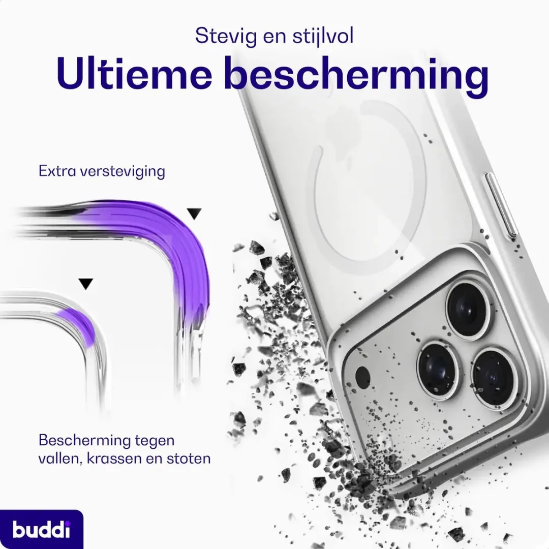 Buddi Hybrid Hoesje iPhone 17 Pro Max - MagSafe - Zilver