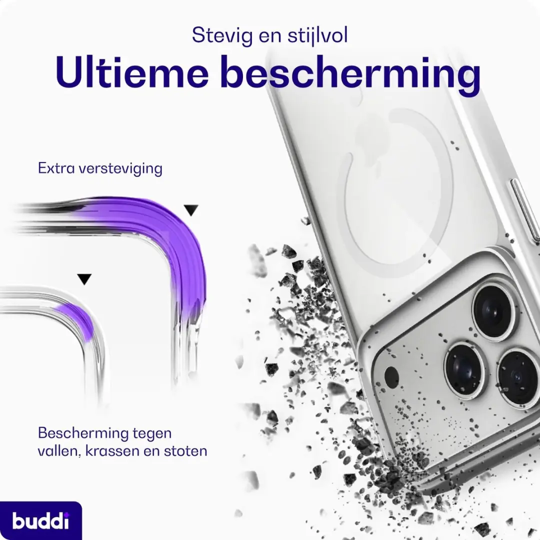 Buddi Hybrid Hoesje iPhone 17 Pro Max - MagSafe - Zilver