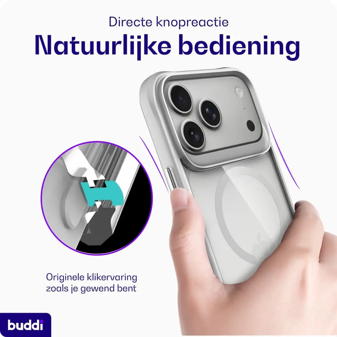 Buddi Hybrid Hoesje iPhone 17 Pro - MagSafe Zilver