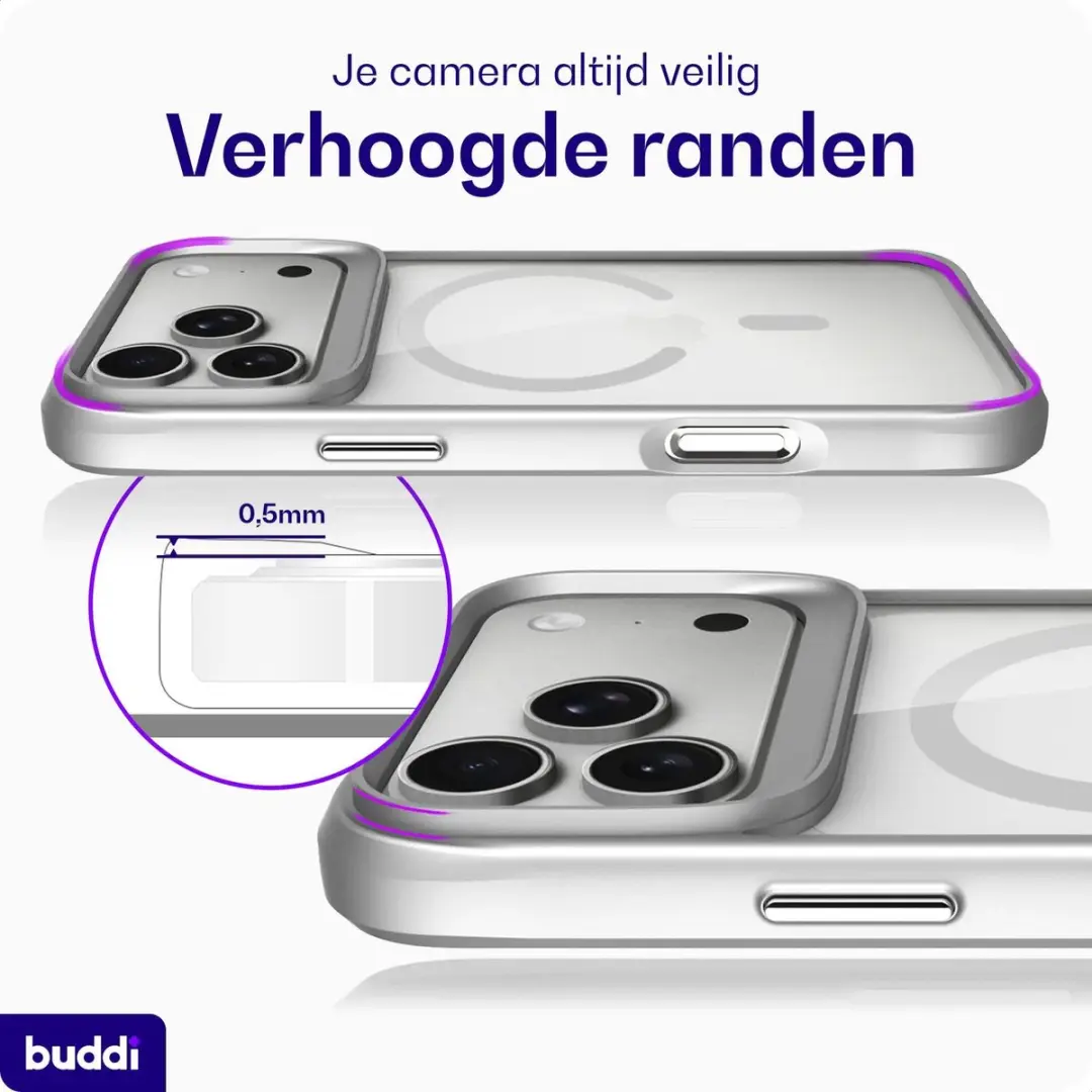 Buddi Hybrid Hoesje iPhone 17 Pro - MagSafe Zilver