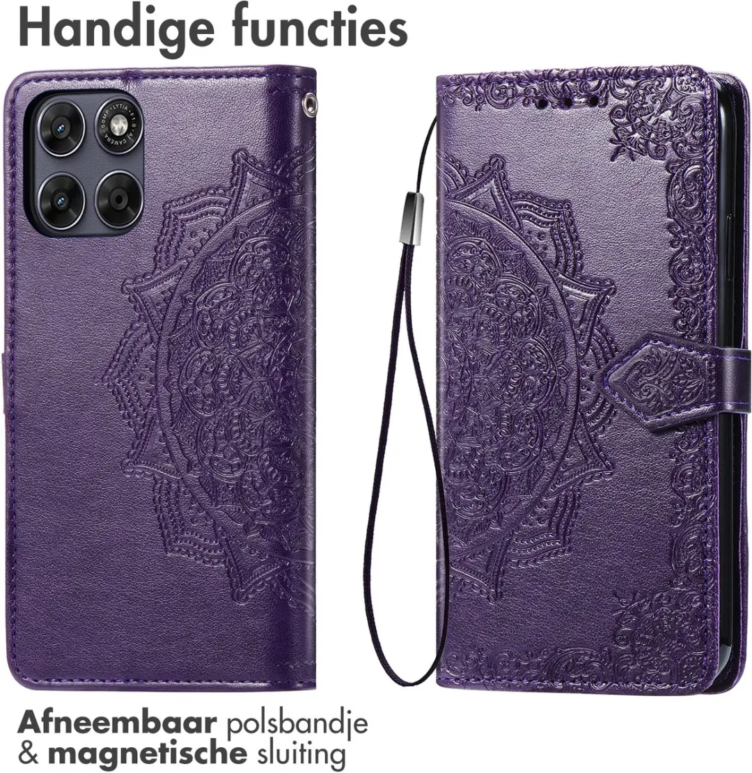 Imoshion Moto G77 Hoesje - Mandala Bookcase - Paars
