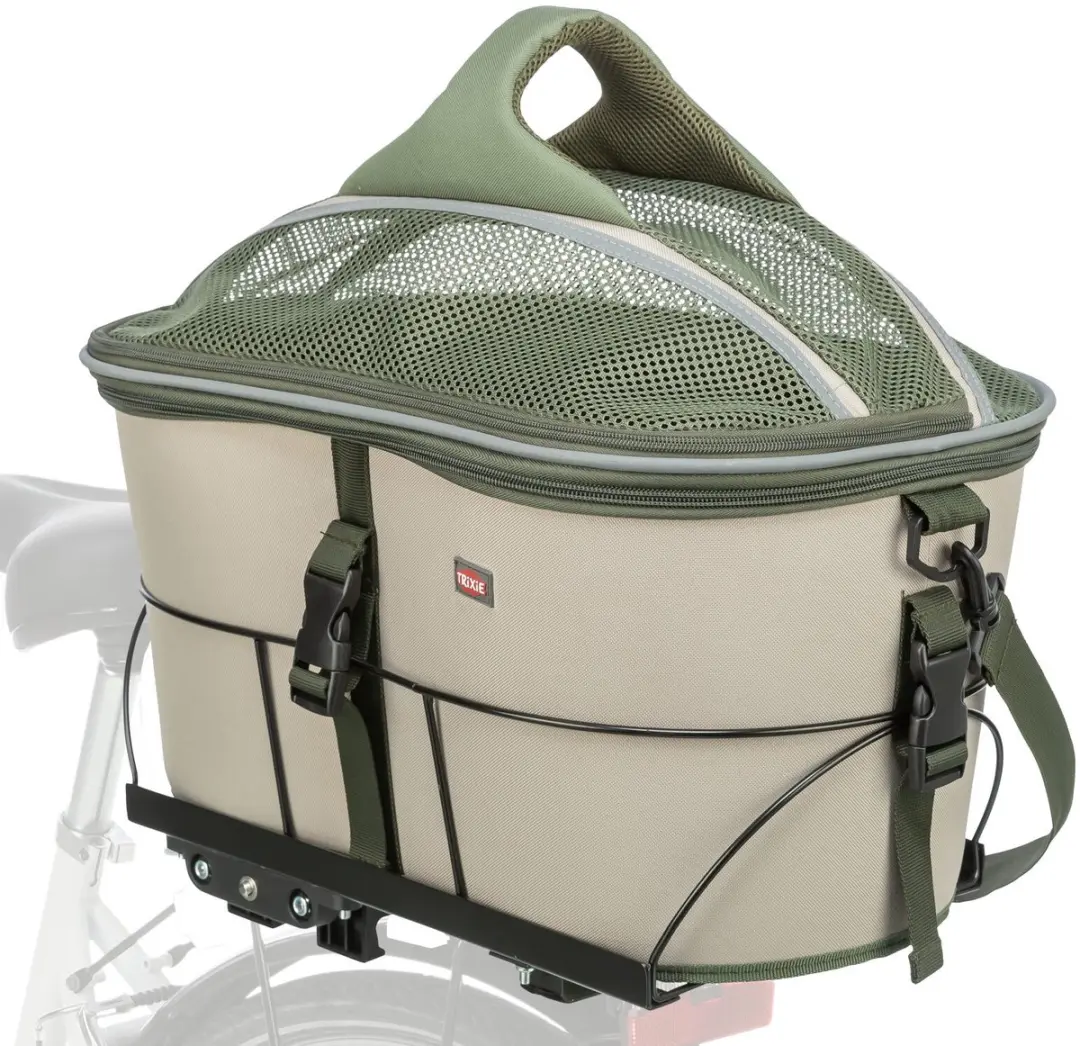 Trixie Fietsmand Olijfgroen/Beige - 46x33x40cm - afbeelding 6 van 6