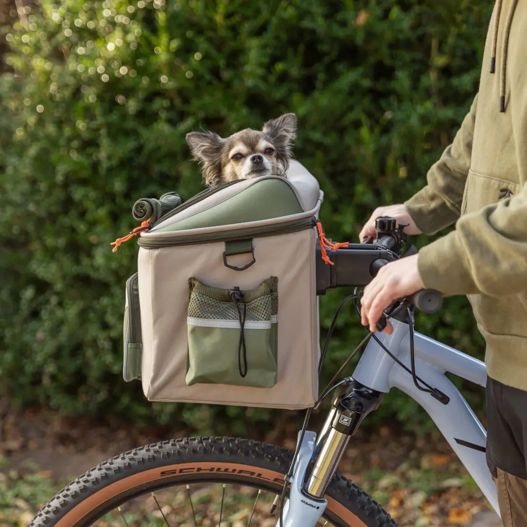 Trixie Fietsmand Voor Stuur - Polyester Olijfgroen/Beige 48x34x40cm - afbeelding 6 van 6