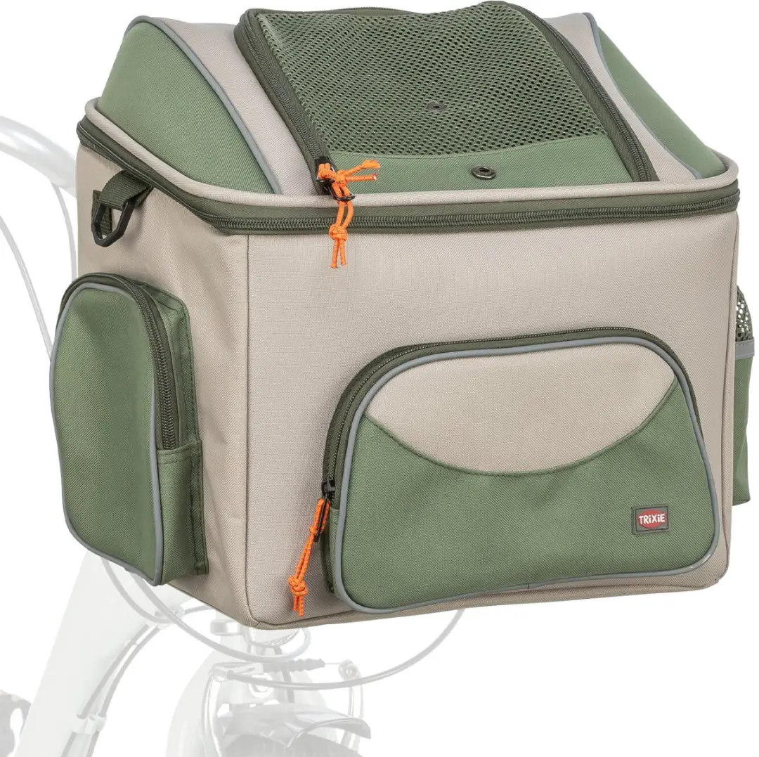 Trixie Fietsmand Voor Stuur - Polyester Olijfgroen/Beige 48x34x40cm