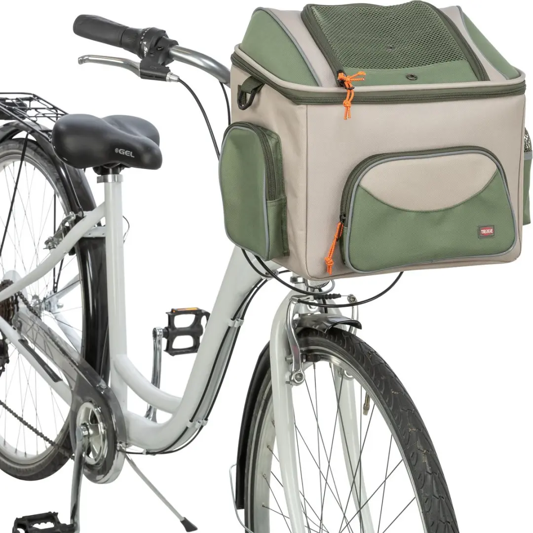 Trixie Fietsmand Voor Stuur - Polyester Olijfgroen/Beige 48x34x40cm