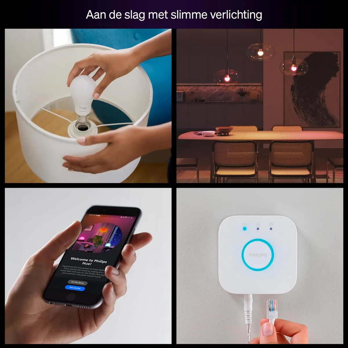 Philips Hue Essential Starterkit - Bridge + 2 RGBW A60 Lampen