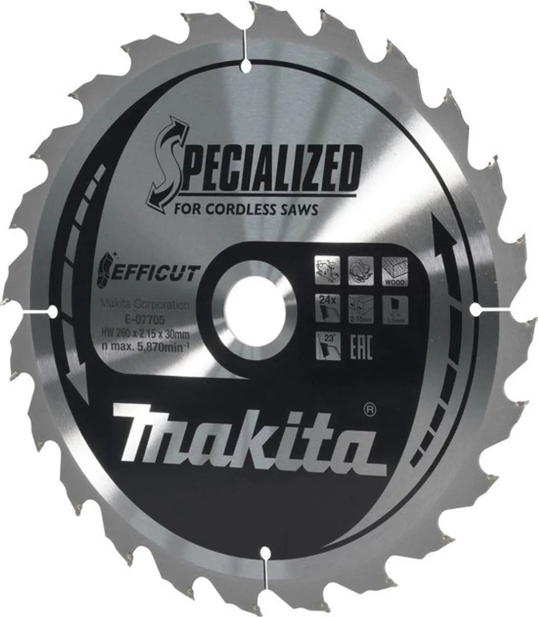 Makita Efficut Cirkelzaagblad Hout Ø260mm 24T