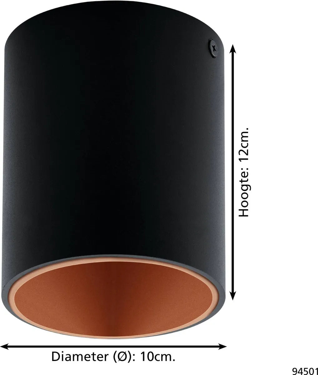 Eglo Polasso Plafondlamp LED Ø10cm - Zwart/Koper