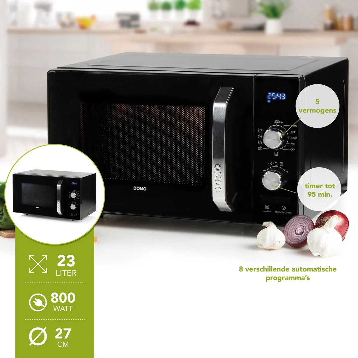 Domo DO2924 Magnetron 23L 800W - Zwart