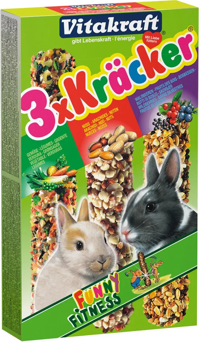 Vitakraft Dwergkonijn Krackers Trio Mix - 3 Staafjes