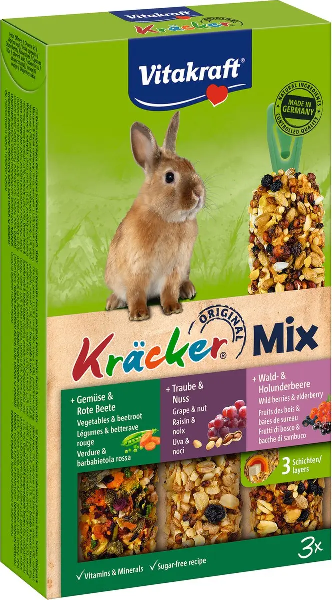 Vitakraft Dwergkonijn Krackers Trio Mix