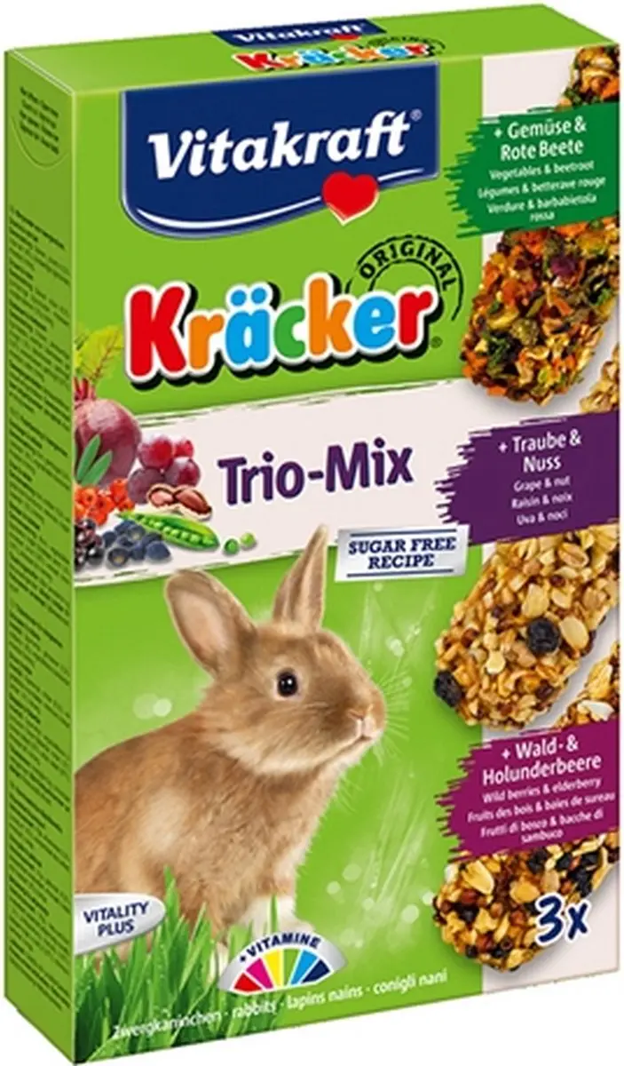 Vitakraft Dwergkonijn Krackers Trio Mix - 3 Staafjes