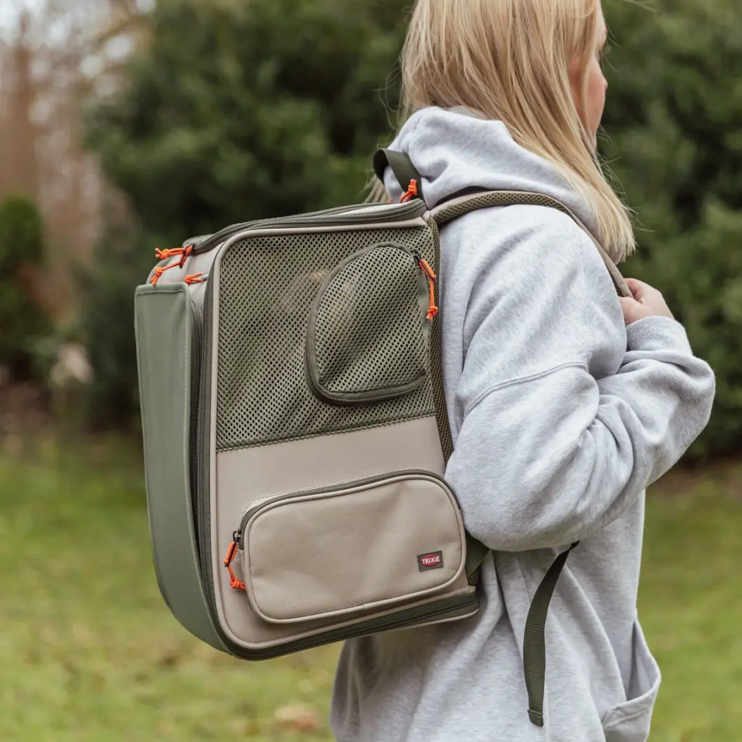 Trixie Rugzak Rocco - 10 kg - 40x30x42cm - Beige/Olijfgroen - afbeelding 6 van 6