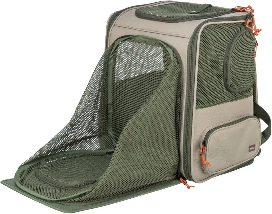 Trixie Rugzak Rocco - 10 kg - 40x30x42cm - Beige/Olijfgroen