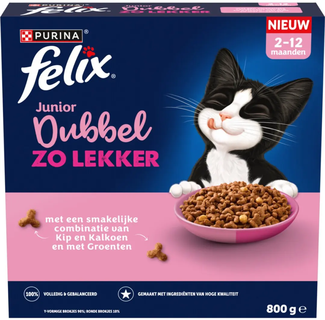Felix Droogvoer Junior Kip Kalkoen Melk Groenten 800g