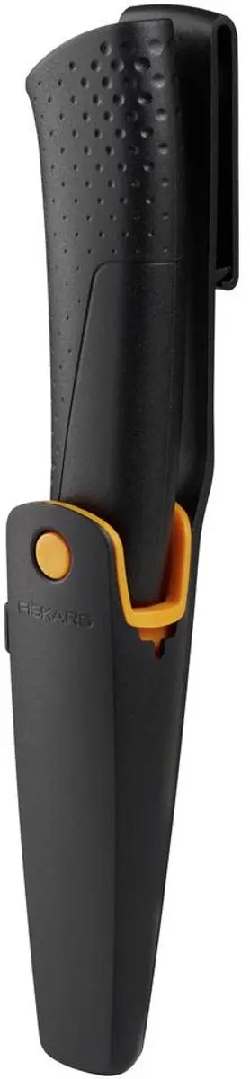 Fiskars 1023617 Bouwmes - Ingebouwde Slijper - Roestvrijstalen Lemmet - Zwart/Oranje