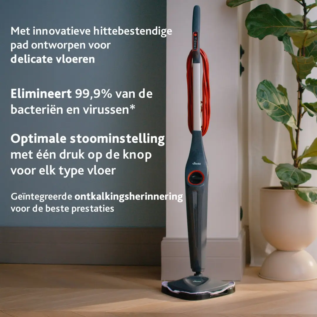 Vileda Steam Plus Pro Compact Stoomreiniger 1550W - 4 standen - Zwart