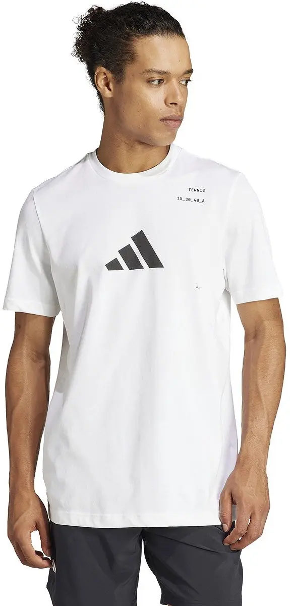 Adidas Graphic Tennisshirt Heren S - Wit