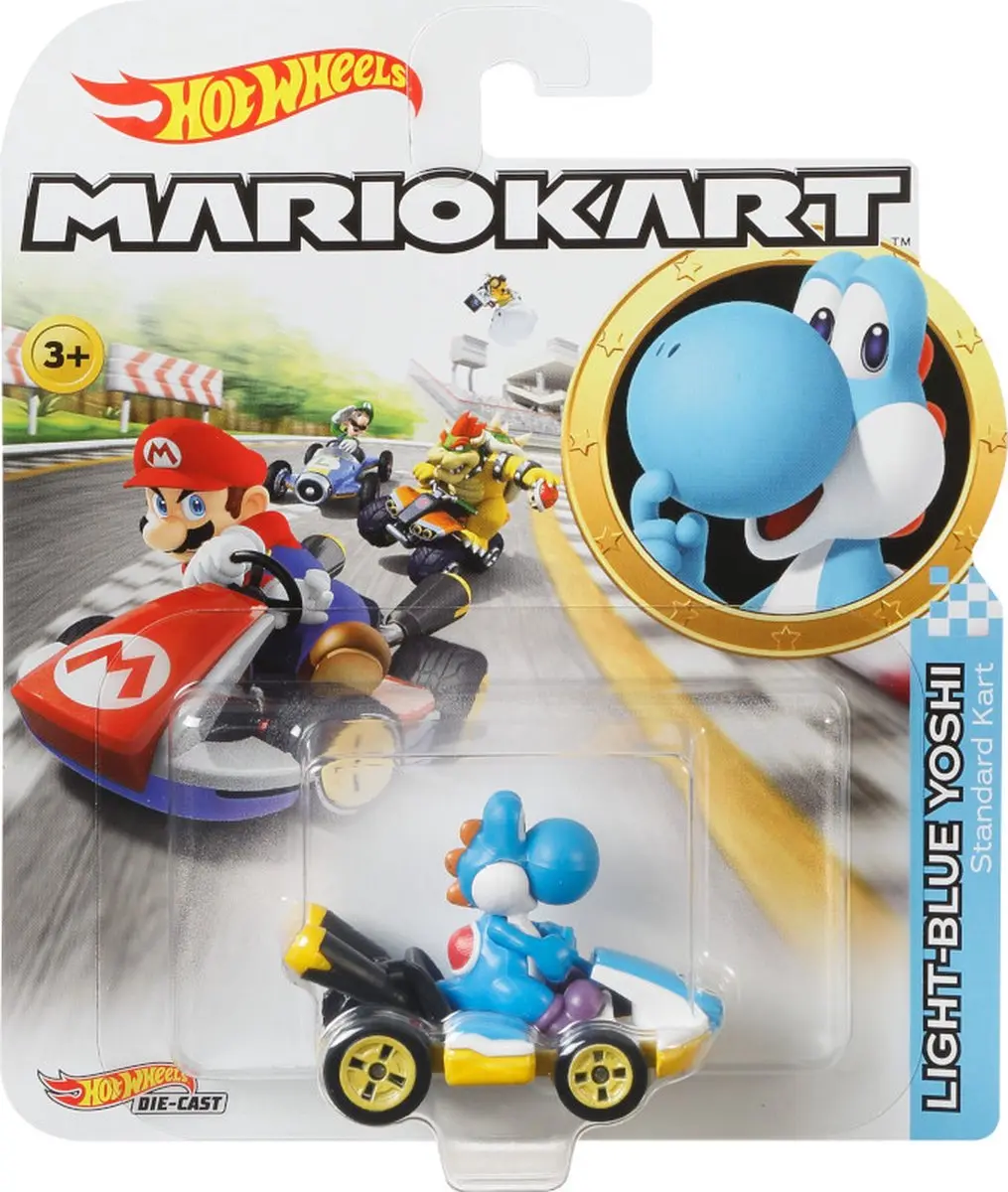 Hot Wheels Mario Kart Yoshi 1:64 Racebaanauto - Blauw GBG35