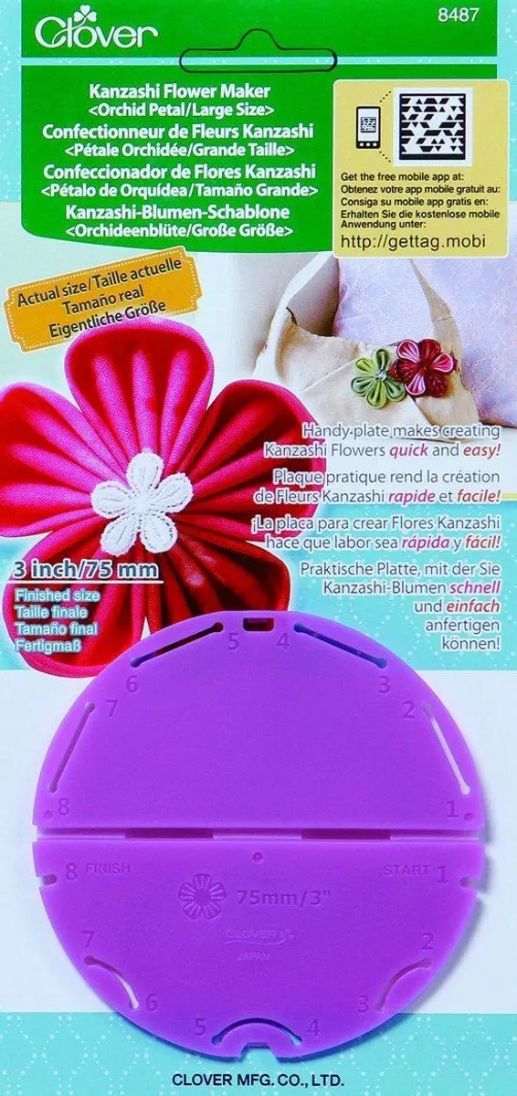 Clover Kanzashi Bloemenmaker Orchid L - Roze/Wit